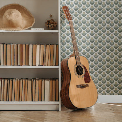 Small Scale Art Deco Flower Texture Peel and Stick Wallpaper - Drawing, Drawn, Floral