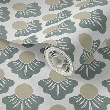 Small Scale Art Deco Flower Texture Peel and Stick Wallpaper - Drawing, Drawn, Floral