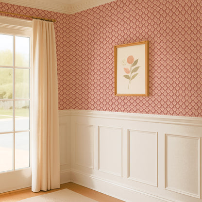 Small Scale Art Deco Flower Texture Peel and Stick Wallpaper - Drawing, Drawn, Floral