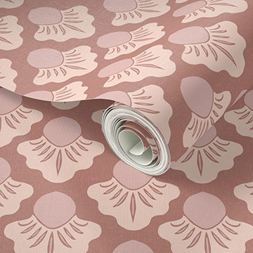 Small Scale Art Deco Flower Texture Peel and Stick Wallpaper - Drawing, Drawn, Floral