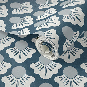 Small Scale Art Deco Flower Texture Peel and Stick Wallpaper - Drawing, Drawn, Floral