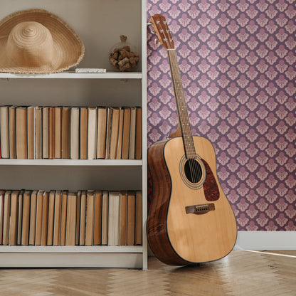 Small Scale Art Deco Flower Texture Peel and Stick Wallpaper - Drawing, Drawn, Floral