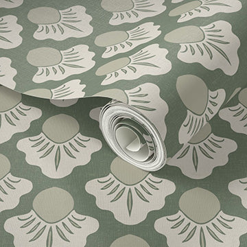 Small Scale Art Deco Flower Texture Peel and Stick Wallpaper - Drawing, Drawn, Floral