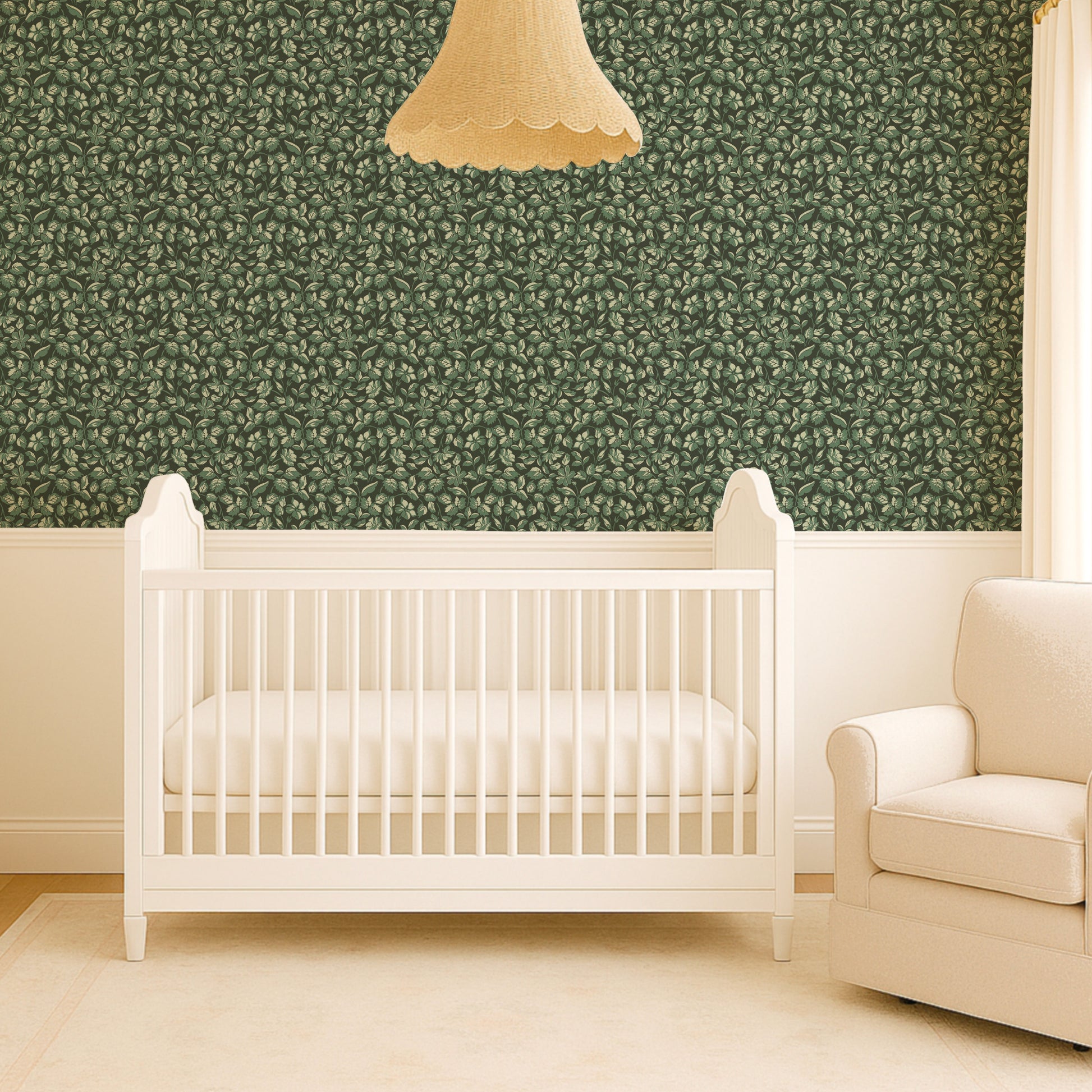 Small Scale Heritage Floral Tapestry Lilac peel and stick wallpaper room mockup