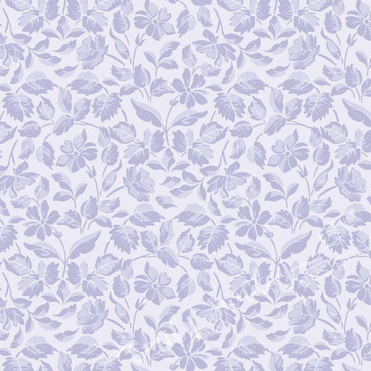 Small Scale Heritage Floral Tapestry Lilac peel and stick wallpaper pattern swatch