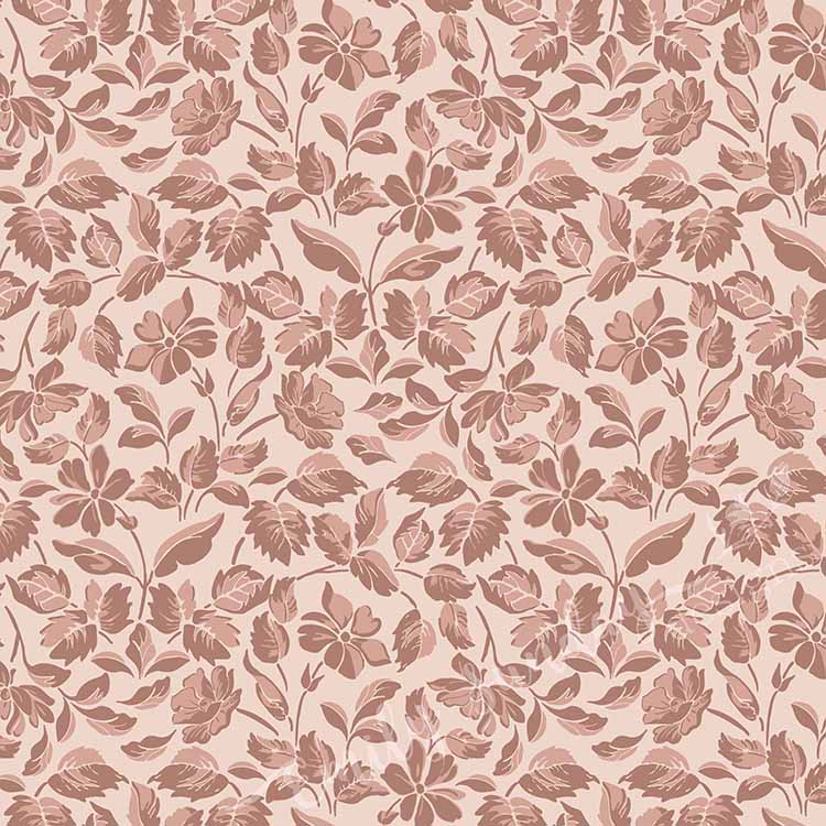 Small Scale Heritage Floral Tapestry Mocha peel and stick wallpaper pattern swatch