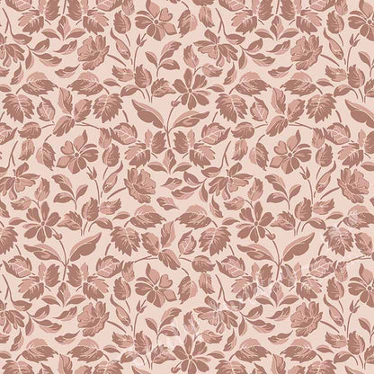 Small Scale Heritage Floral Tapestry Mocha peel and stick wallpaper pattern swatch