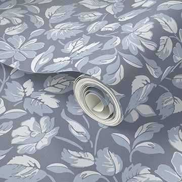 Small Scale Heritage Floral Tapestry Lilac peel and stick wallpaper pattern swatch