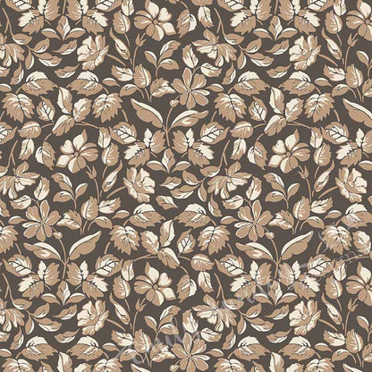 Small Scale Heritage Floral Tapestry Tan peel and stick wallpaper pattern swatch