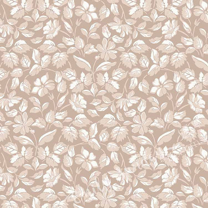 Small Scale Heritage Floral Tapestry Tan peel and stick wallpaper pattern swatch