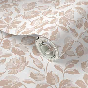 Small Scale Heritage Floral Tapestry White peel and stick wallpaper pattern detail