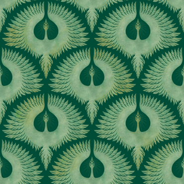 Soaring Birds in Forest Green Wallpaper