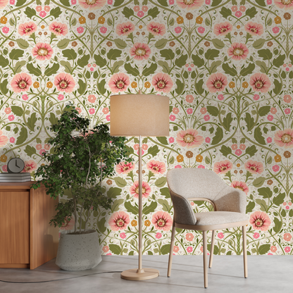 Summer Nostalgia Art Nouveau Light peel and stick wallpaper room mockup