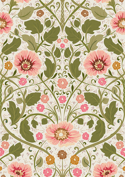 Summer Nostalgia Art Nouveau Light peel and stick wallpaper room mockup
