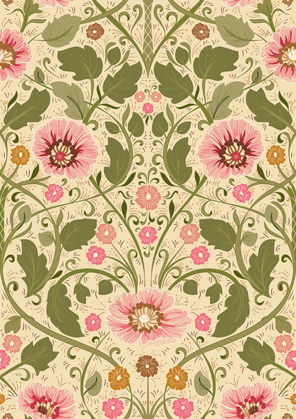 Summer Nostalgia Art Nouveau Light peel and stick wallpaper room mockup