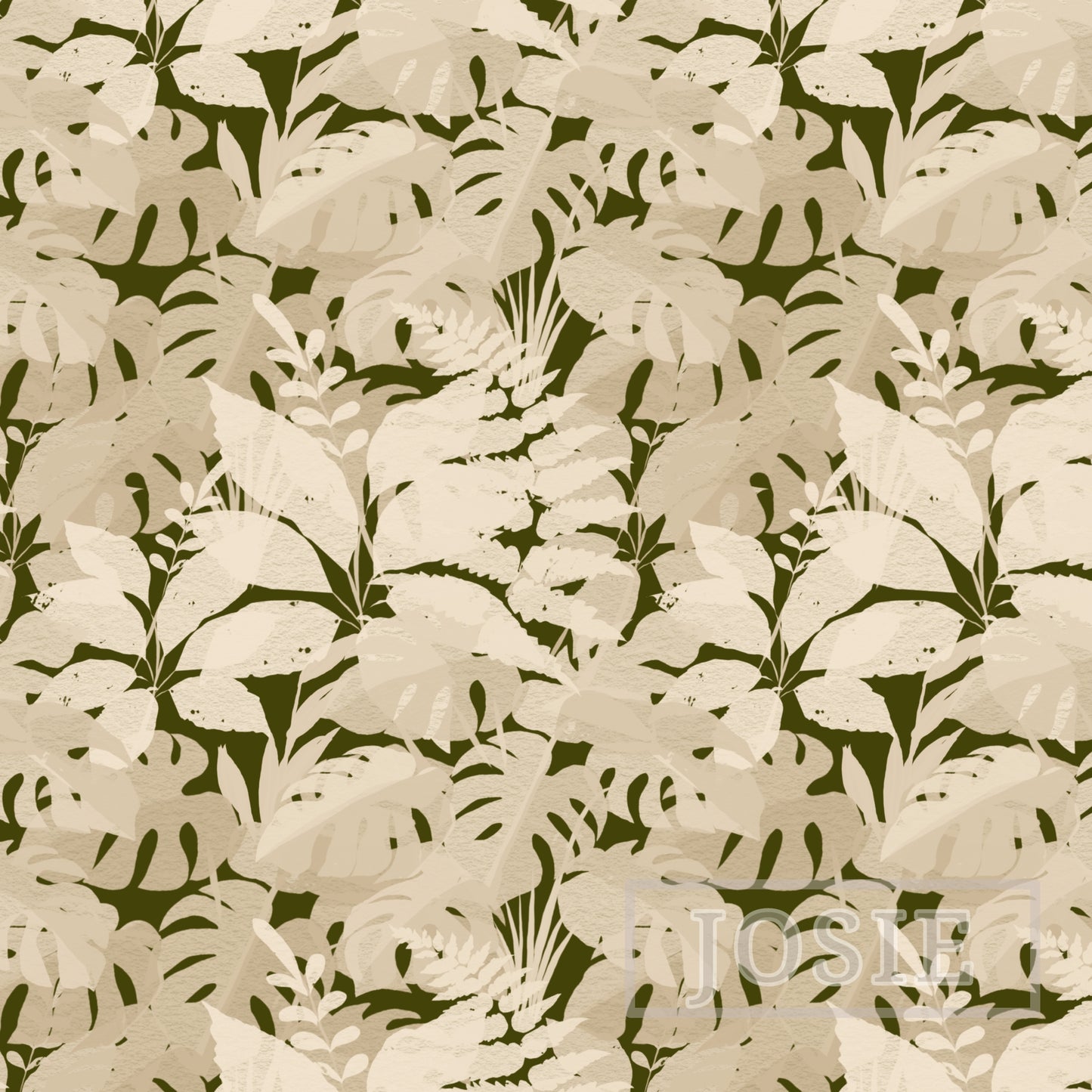 Tropical Foliage Dutch Brown peel and stick wallpaper pattern swatch