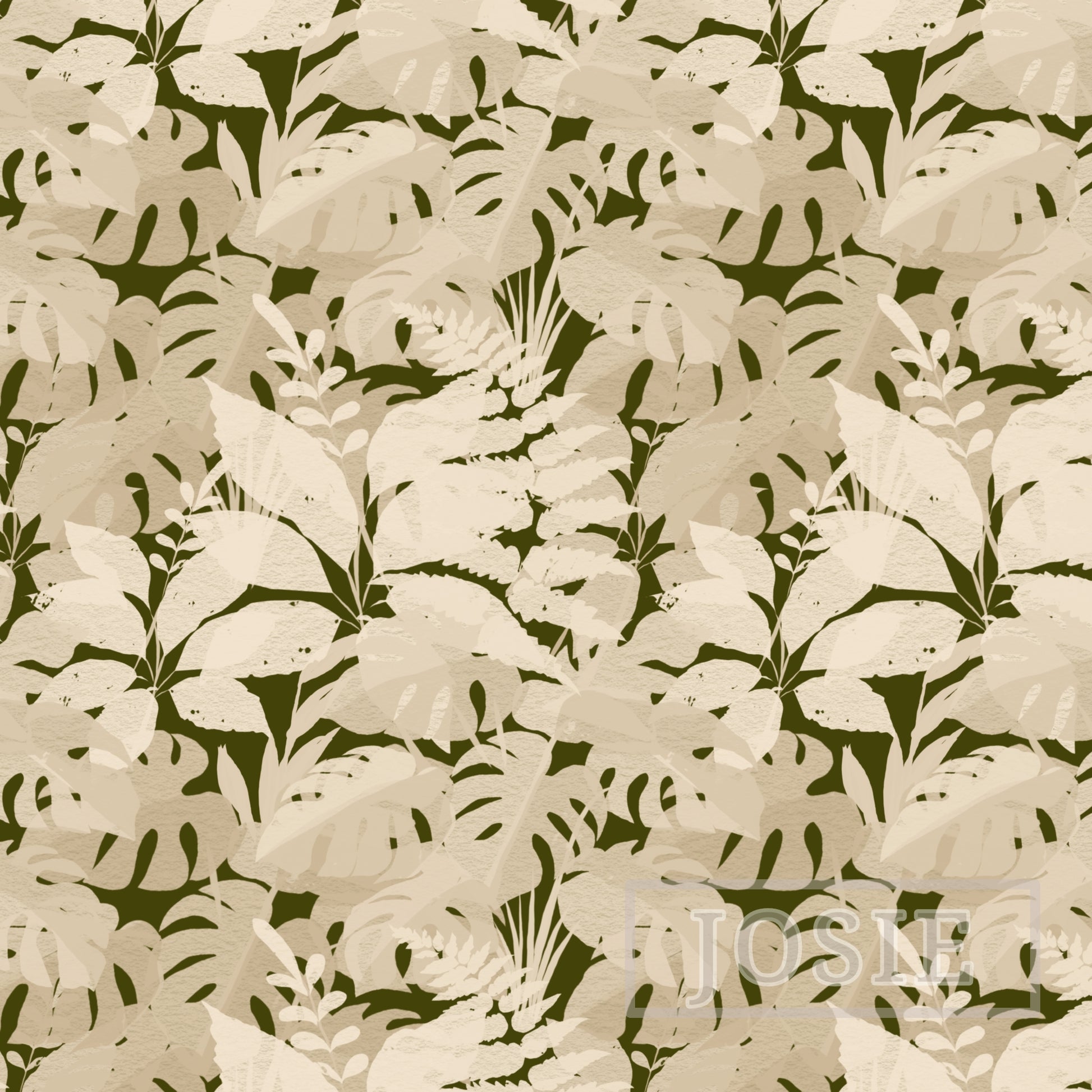 Tropical Foliage Dutch Brown peel and stick wallpaper pattern swatch
