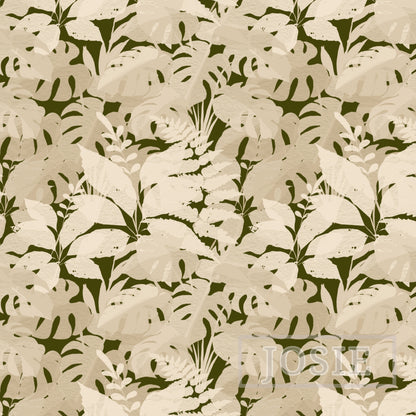 Tropical Foliage Dutch Brown peel and stick wallpaper pattern swatch