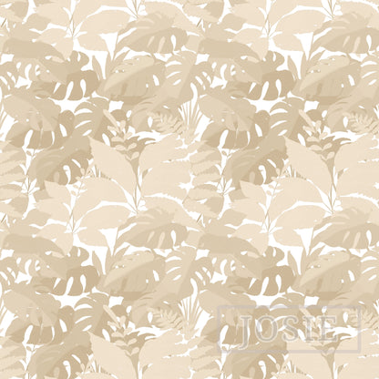 Tropical Foliage Linen Beige peel and stick wallpaper pattern swatch