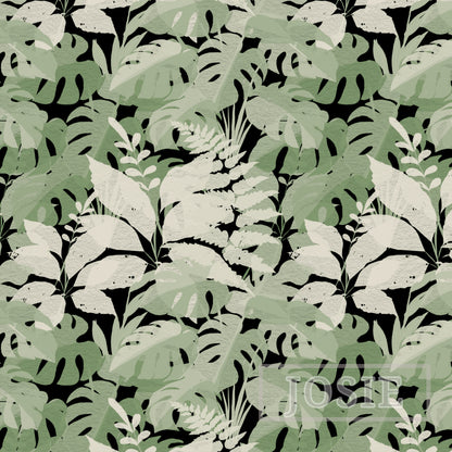 Tropical Foliage Matt Sage peel and stick wallpaper pattern swatch