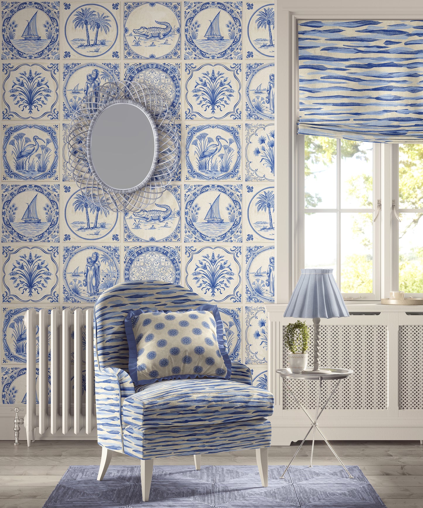 Tales of the Nile Delf Tile Peel and Stick Wallpaper