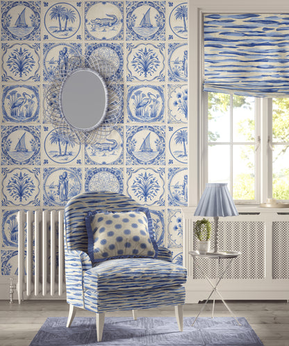 Tales of the Nile Delf Tile Peel and Stick Wallpaper Sample