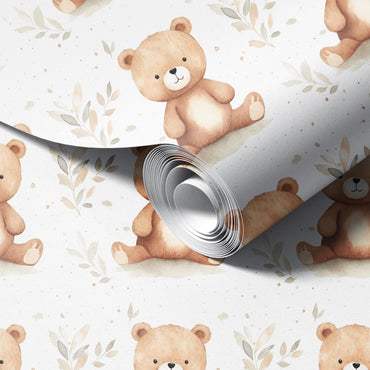 Teddy Bear peel and stick wallpaper room mockup
