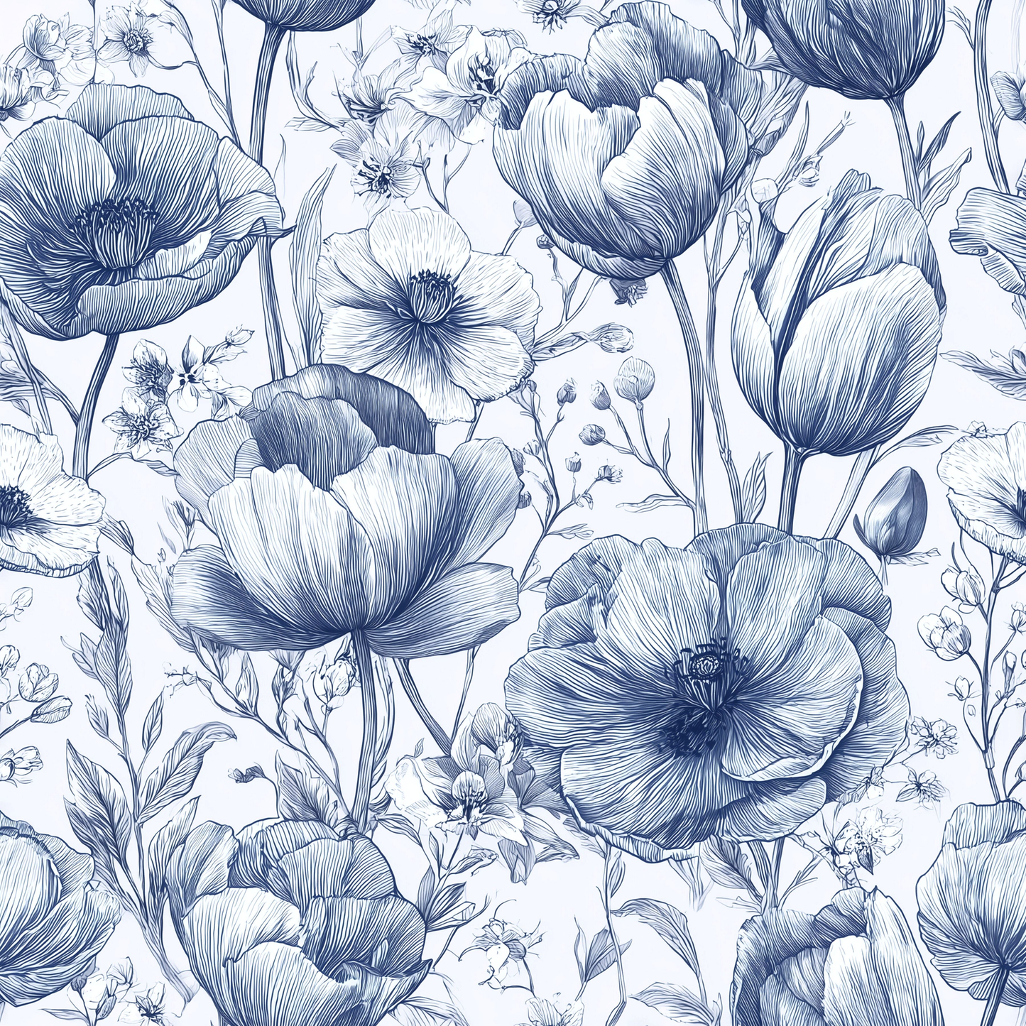 Toile Spring Tulip Garden Peel and Stick Wallpaper Sample
