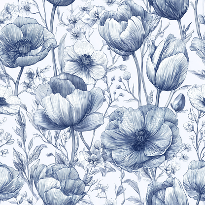 Toile Spring Tulip Garden Peel and Stick Wallpaper Sample