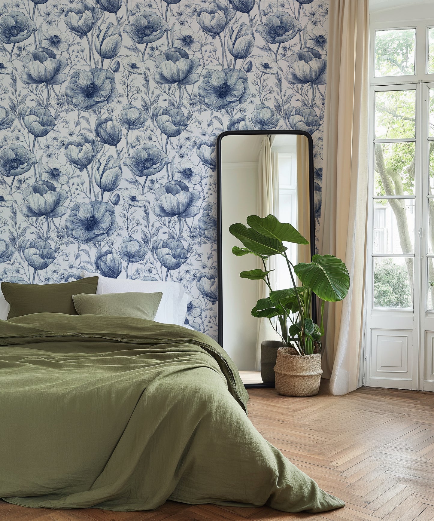 Toile Spring Tulip Garden Peel and Stick Wallpaper Sample