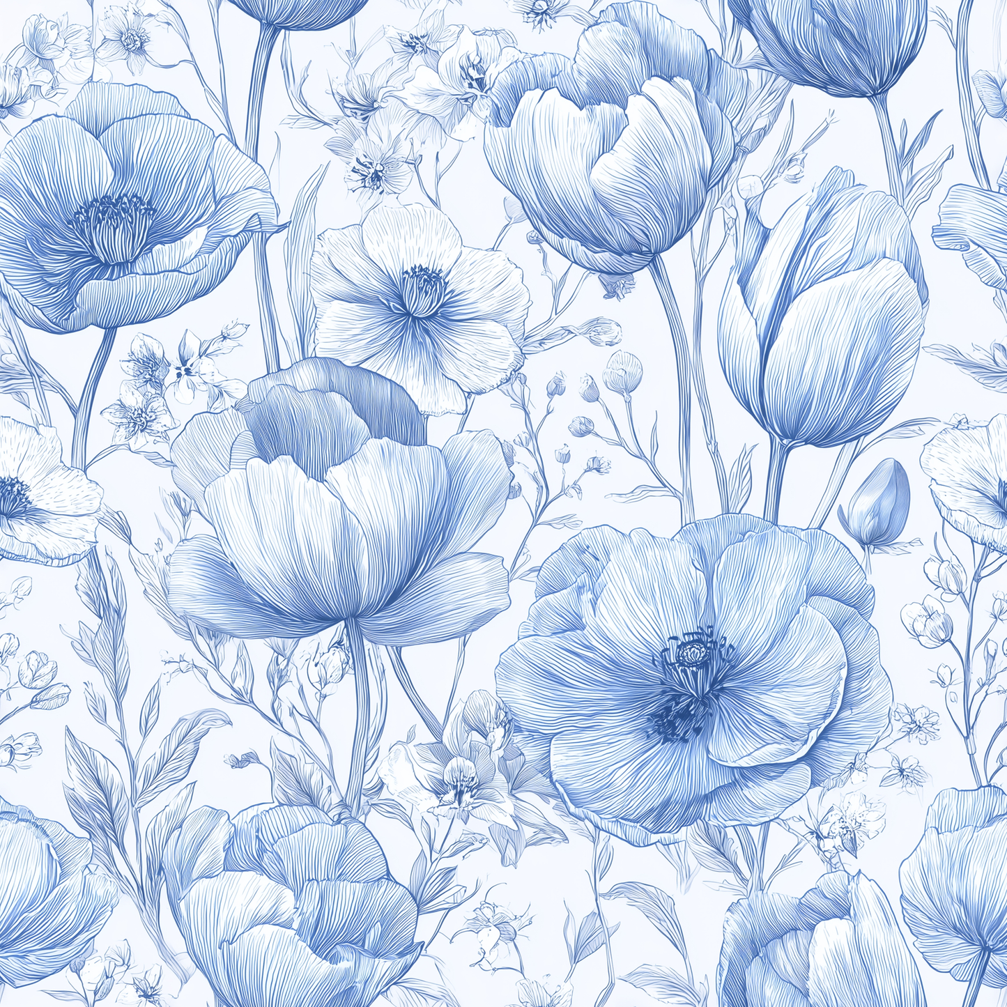 Toile Spring Tulip Garden Peel and Stick Wallpaper Sample