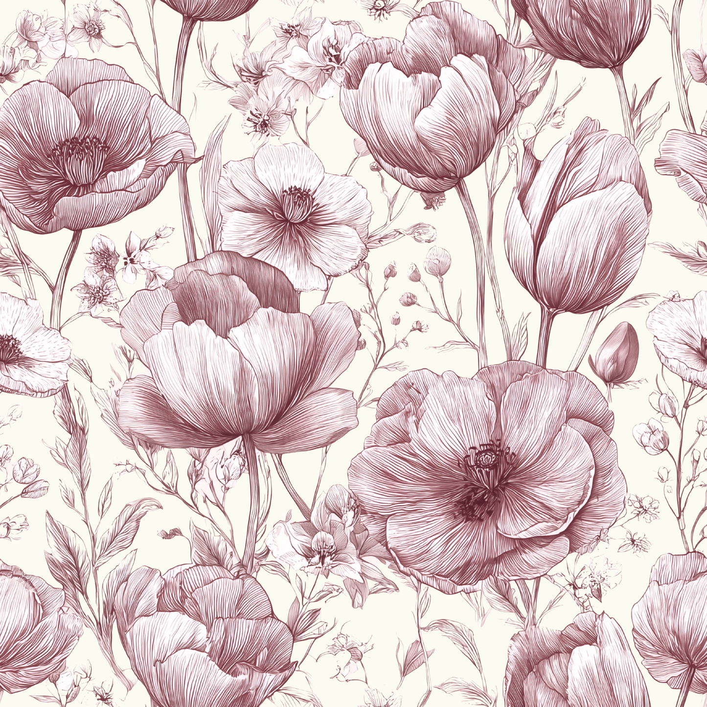 Toile Spring Tulip Garden Peel and Stick Wallpaper Sample