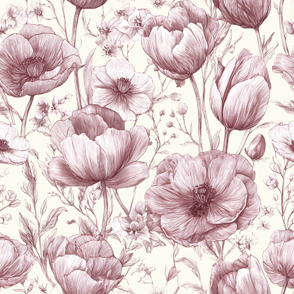 Toile Spring Tulip Garden Peel and Stick Wallpaper Sample