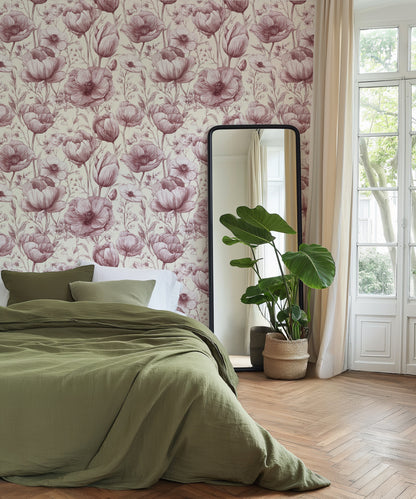 Toile Spring Tulip Garden Peel and Stick Wallpaper Sample