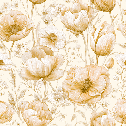 Toile Spring Tulip Garden Peel and Stick Wallpaper Sample