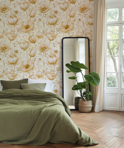Toile Spring Tulip Garden Peel and Stick Wallpaper Sample