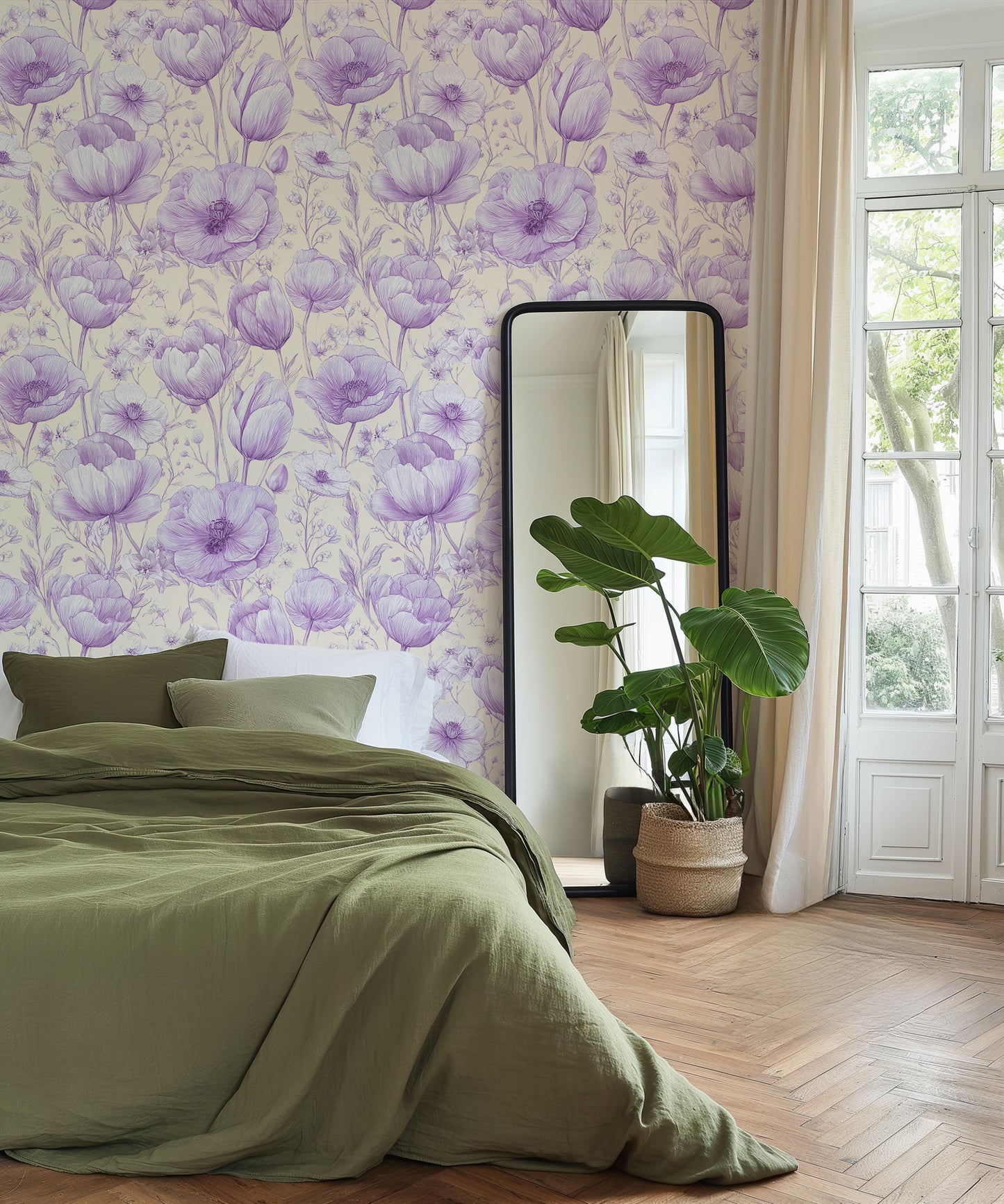Toile Spring Tulip Garden Peel and Stick Wallpaper Sample