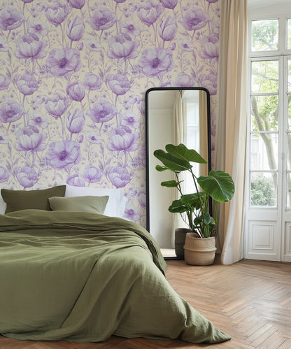 Toile Spring Tulip Garden Peel and Stick Wallpaper Sample