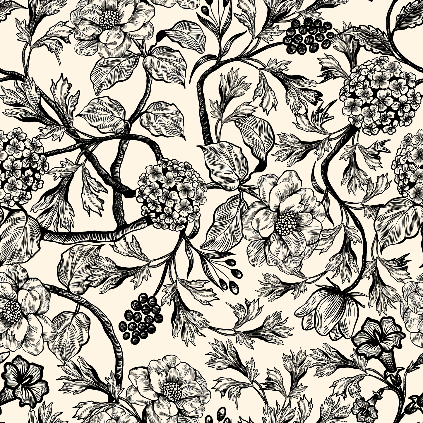 Toile Style Vintage Floral Peel and Stick Wallpaper