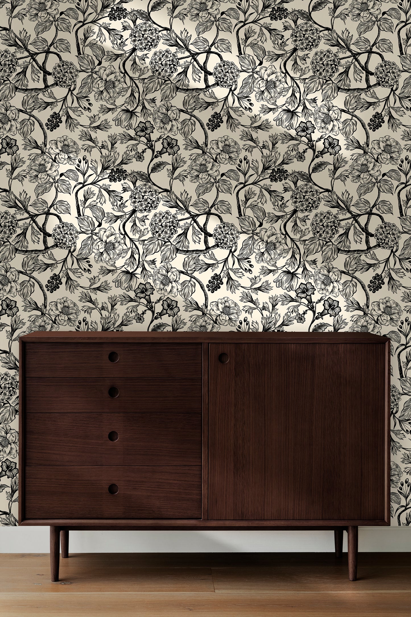 Toile Style Vintage Floral Peel and Stick Wallpaper