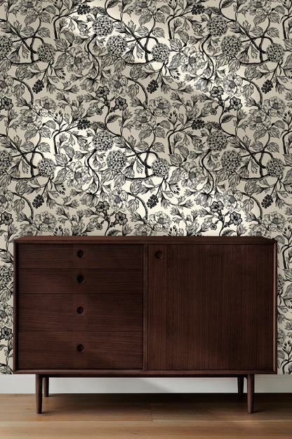 Toile Style Vintage Floral Peel and Stick Wallpaper