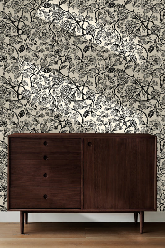Toile Style Vintage Floral Peel and Stick Wallpaper
