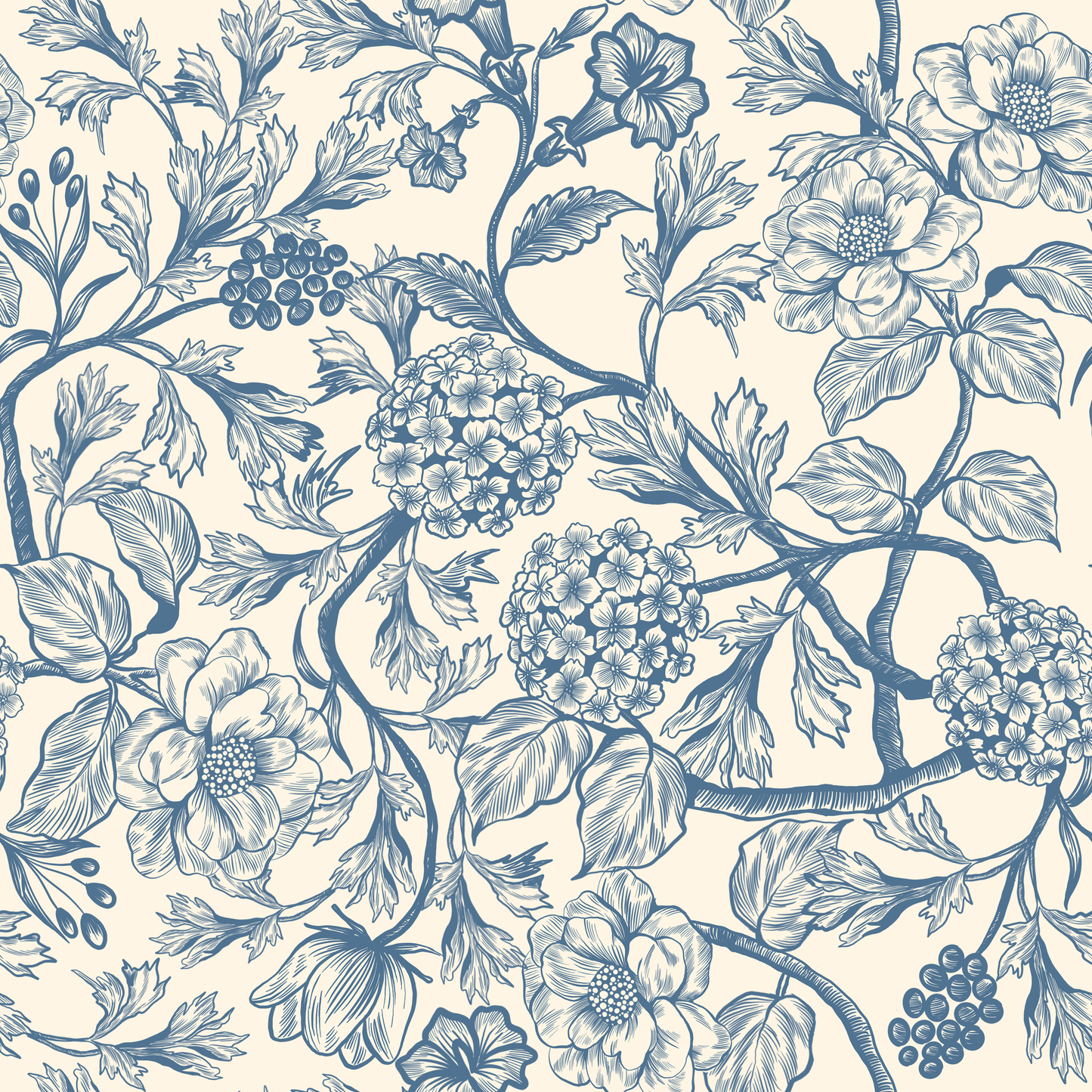 Toile Style Vintage Floral Peel and Stick Wallpaper