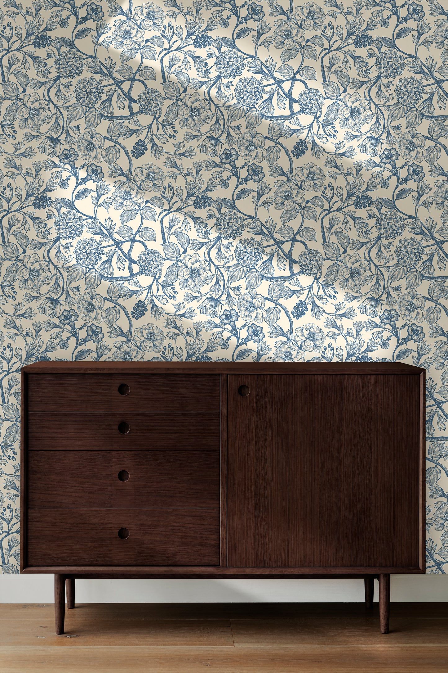 Toile Style Vintage Floral Peel and Stick Wallpaper