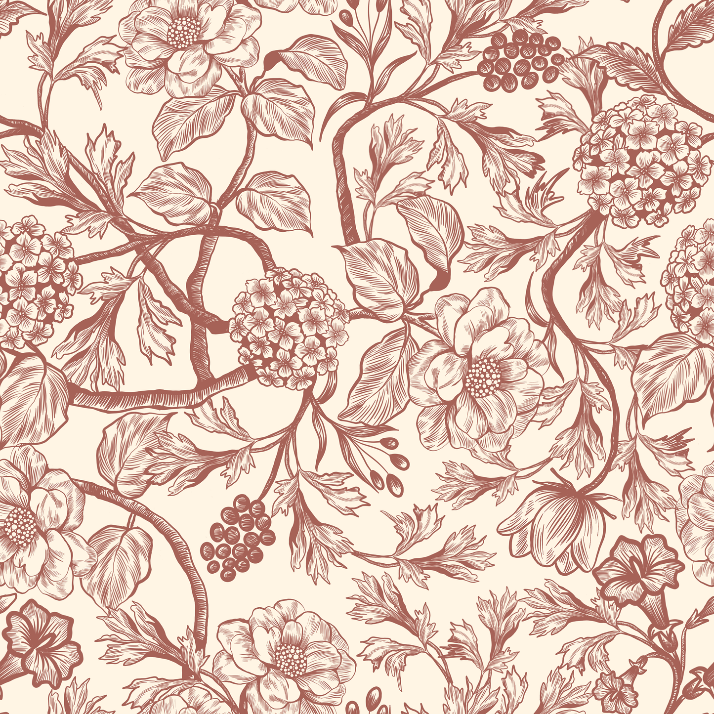 Toile Style Vintage Floral Peel and Stick Wallpaper