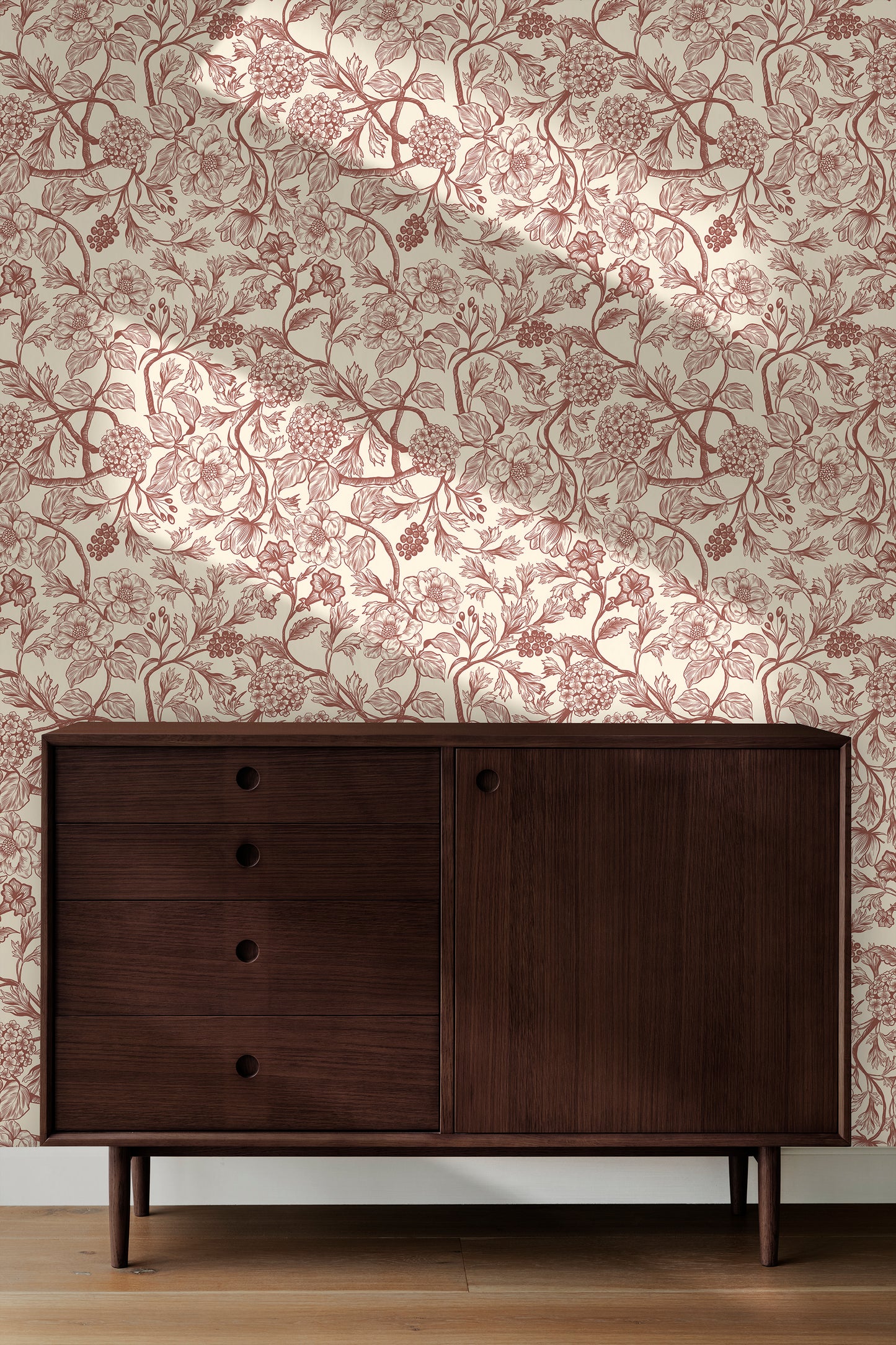 Toile Style Vintage Floral Peel and Stick Wallpaper
