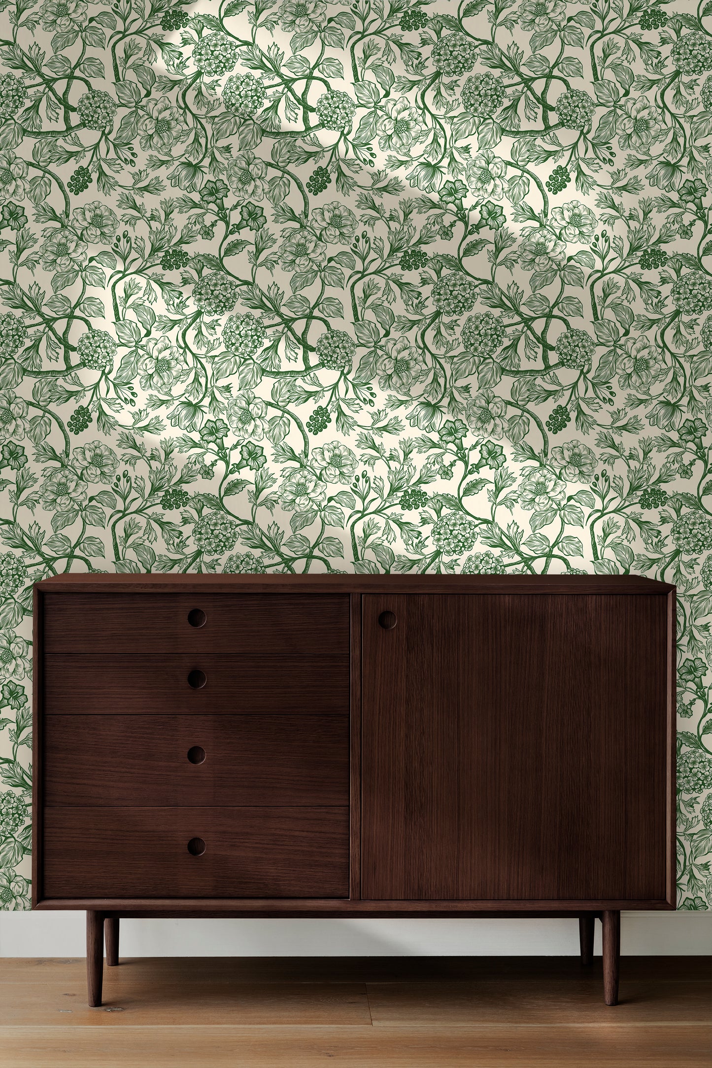 Toile Style Vintage Floral Peel and Stick Wallpaper