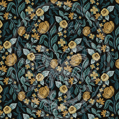 Tossed Floral Dark peel and stick wallpaper pattern swatch