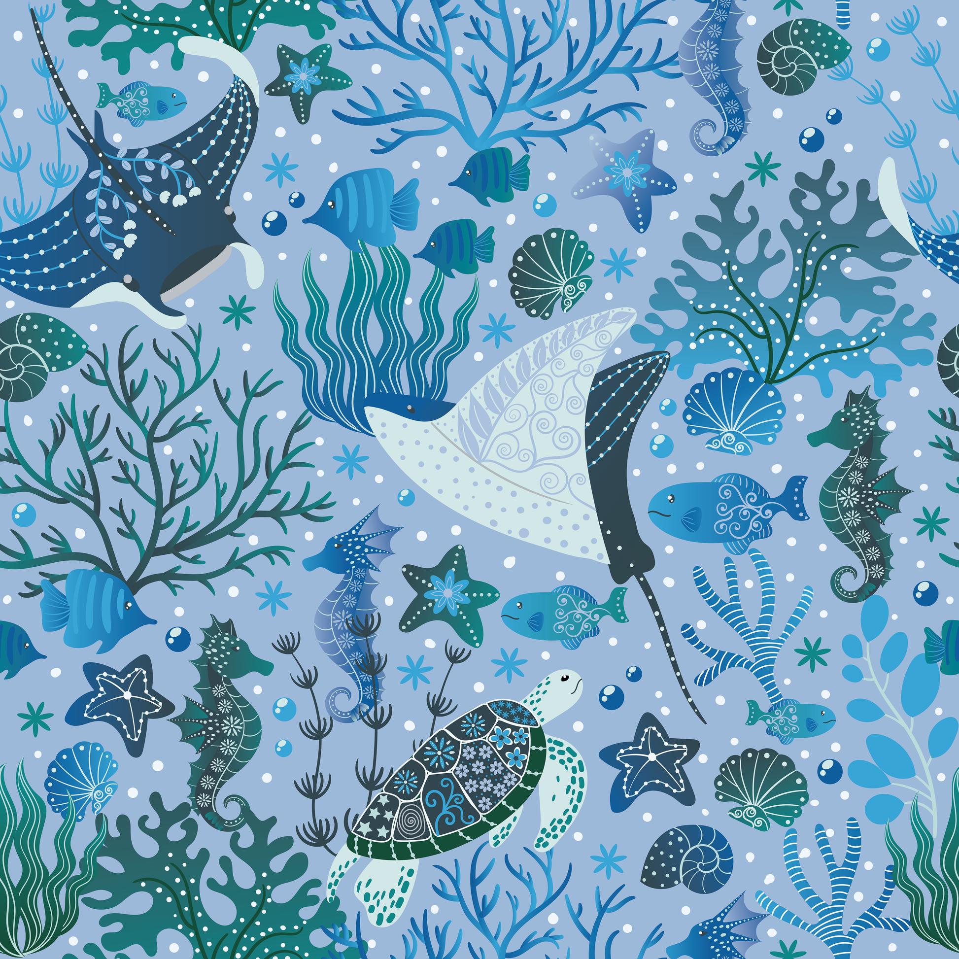 Underwater Whimsy Garden Wallpaper.