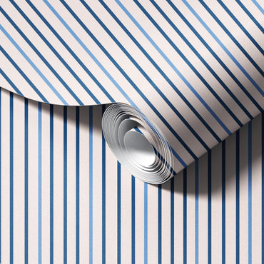 Vertical Small Stripes,  Denim Blue Peel and Stick Wallpaper